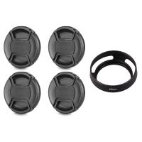 1 Set 58Mm Lens Cap with Lens Cap Leash Hole Bundle &amp; 1 Pcs Black 46Mm Metal Lens Hood