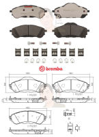 P24 208C ผ้าเบรก R (แท้ BREMBO รุ่น Ceramic) FORD เอเวอร์เรสท์ Everest 2.0 2.2 3.2 ปี2015-&amp;gt;