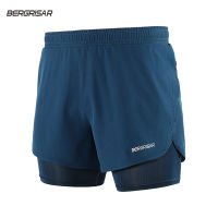 BERGRISAR Men Running Shorts 2 in 1 with Long Liner Quick Dry Sport Shorts Athletic Training Crossfit Fitness Gym Shorts Bg008