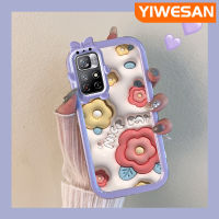 เคส Chenyyka สำหรับ Xiaomi Poco M4 Pro 5G Redmi Note 11 5G Note 11T 5G Note 11T 5G Note 11S 5G เคสแฟชั่น3D ลายดอกไม้สีรุ้งน่ารักลายสัตว์ประหลาดน้อยน่ารักเลนส์กล้องถ่ายรูปเคสมือถือกันกระแทกและเคสป้องกันรอยขีดข่วน