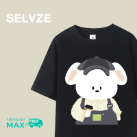 SELVZE ฉบับภาษาเกาหลีของคนรักรูปการ์ตูนสบายๆเสื้อยืดสำหรับผู้หญิง