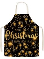 Christmas Tree Gift Pattern Linen Oil-proof Hand Wipe Waist Sleeveless Adult Apron Housework Kitchen Holiday Clothing Delantales Aprons