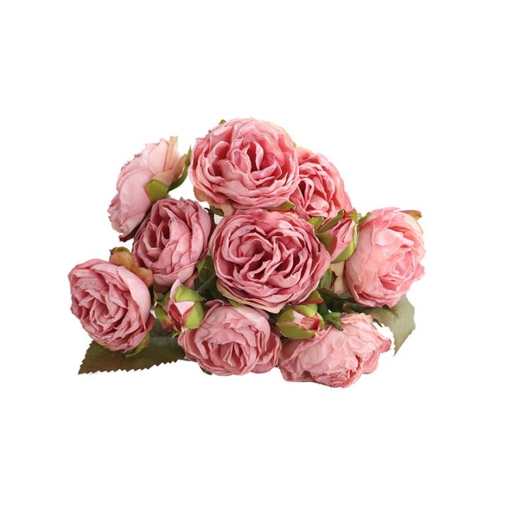 12-mini-roses-new-chinese-style-home-decoration-vases-modern-simulation-red-rose-fake-flower-wedding-hall-layout-weeding-decor
