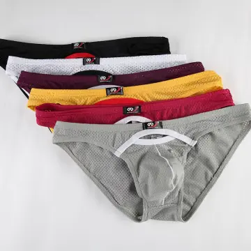 Men's Underwear Solid Color Mid Waist Hollow Silk Triangle