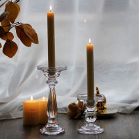 Modern Glass Candle Holder Tray Craft Tea Light Transparent Nordic Wedding Candle Holders Dining Table Bougeoir Home Decoration