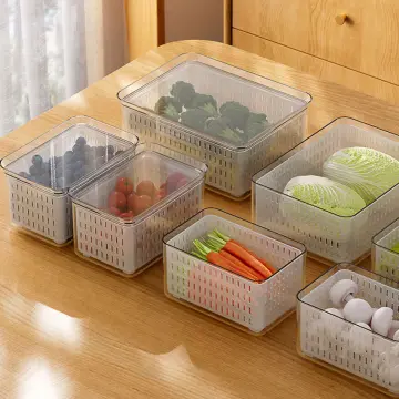 Refrigerator Storage Box Fridge Organizer Fresh Vegetable Fruit Boxes Drain  Basket Storage Containers Pantry Kitchen Organizer