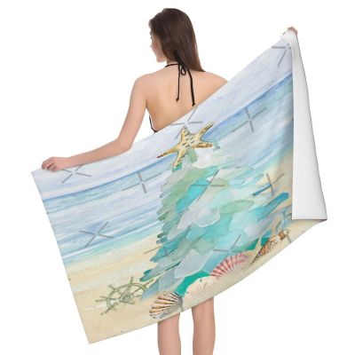Coastal Seaglass Christmas Tree B Towels Face Towel Towel Set Kitchen Towel Bathrobe Woman Large Cotton Bath Towels