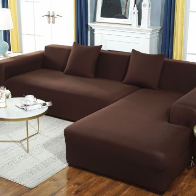 {cloth artist}ผ้าคลุมโซฟายางยืดสีทึบ SpandexPolyester Corner Sofa Couch SlipcoverSet ProtectorRoom Universal