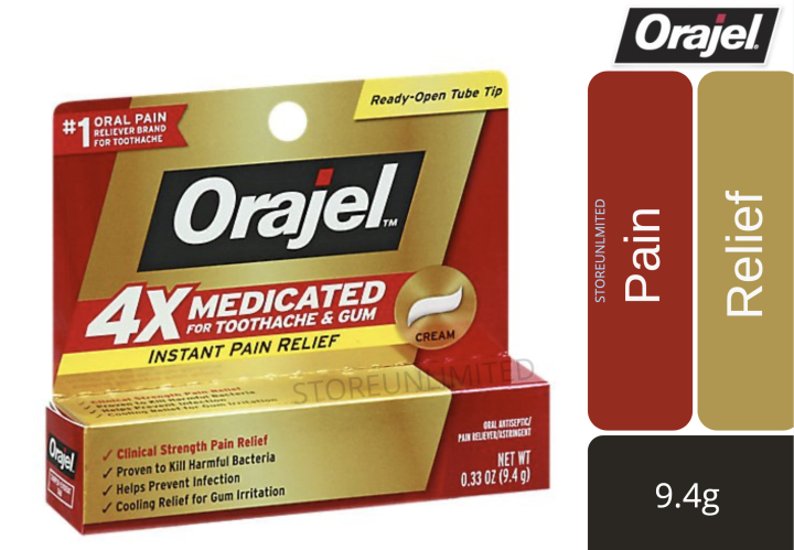 Orajel 4x Maximum Strength Pain Relief Cream For Toothache & Gum Pain ...