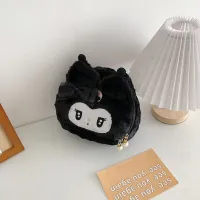 JSVALIANT รูปการ์ตูน Kuromi กระเป๋าผ้า Boneka Mainan Tas Kosmetik เมโลดี้ผ้ากำมะหยี่ขนยาวกระเป๋าถือแบบพกพาผู้หญิง