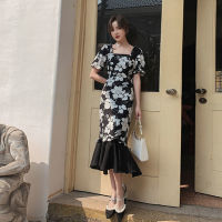 COCONI Retro ชุดพิมพ์ลายผู้หญิงสไตล์จีนใหม่ปรับปรุง Cheongsam อารมณ์กระโปรงเงือกยาว Baju Perempuan