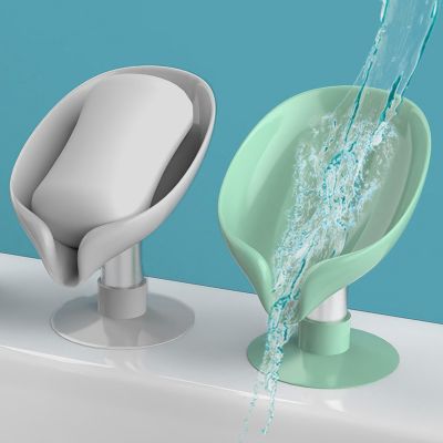 ¤ Leaf Shape Sucker Soap Holder Punch-free Bathroom Drain Soap Dish Plastic Sponge Soap Box Tray Container Bathroom Accessories