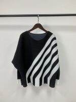 Womens Large Size Loose Fashion Stripe Pleated T-shirt