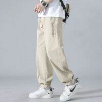 Leisure paragraph long pants summer mens popular logo thin beam foot sweatpants male American embroidery loose straight overalls