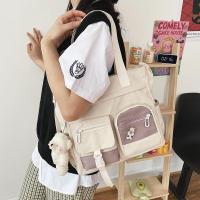 Superior Home Shop Polyester Cotton Womens Large Capacity Shoulder Bag with Small Bear Pendant Casual Student Backpack