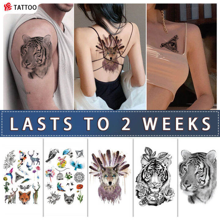 【21 14 8cm】tattoo Lasts To 15 Days Herbal Semi Permanent Flower Arm Tattoo Sticker Waterproof