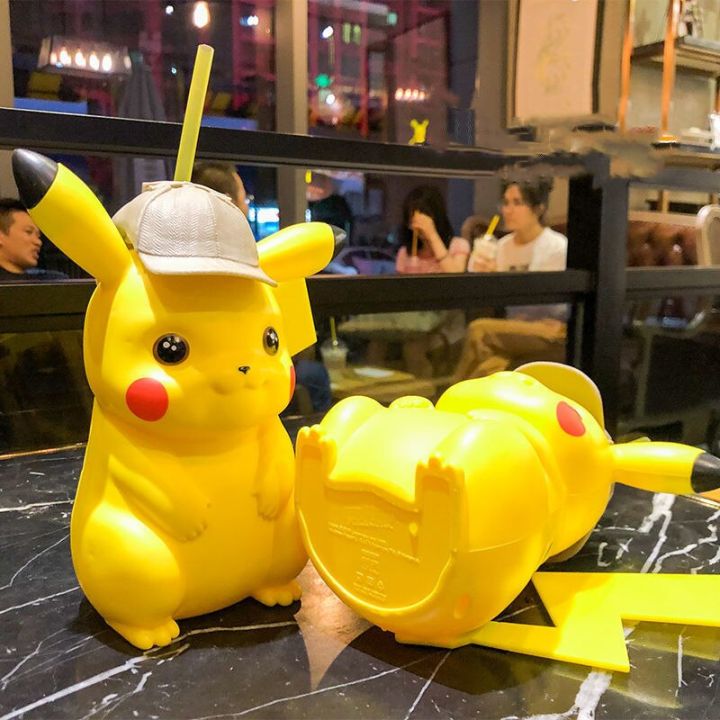 คาวาอิ-pikachu-นักสืบโปเกมอนภาพอนิเมะแก้วแบบมีหลอดของขวัญเด็กน่ารัก