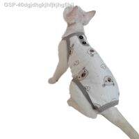 เสื้อกล้าม Sphynx สี่ขาป้องกันหน้าท้องผ้าคอตตอนผ้าคอตตอนเนื้อบางพิเศษระบายอากาศได้ดีเครื่องแต่งกายสฟิงซ์เร็กซ์สำหรับแมวไม่มีขน