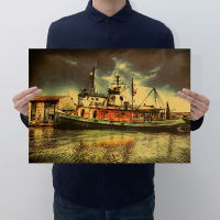 【F141】Ship Retro Kraft Paper Poster Series Cafe Home Decoration Painting