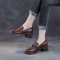 Spot parcel post Genuine Leather Pumps Female British Style Leather Shoes Female Japanese Style jk Spring and Autumn Platform Loafers All-Matching Chunky Heel Slip-on