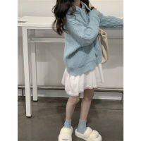 Spot parcel post Winter Milk Glutinous Style Gentle Style Wear Autumn Wear Korean Drama Slimming Milk fufu Two-Piece Suit Skirt for Younger Milk Sweater