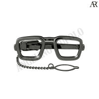 ANGELINO RUFOLO Tie Clip ดีไซน์ Eyeglasses เข็มหนีบเนคไทโรเดียมคุณภาพเยี่ยม สีดำ / สีเงิน