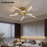 DOOMYHOME โคมไฟระย้า LED นอร์ดิกสมัยใหม่สวยสำหรับบ้านห้องรับประทานอาหารอุปกรณ์ตกแต่งห้องนอนทอง Loft Villa โคมไฟแขวนไฟ LED