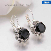 Fancyqube 6 สีหินคริสตัลขนาดใหญ่ Rhinestone ต่างหูรูปหยดน้ำ Cube Zirconia Cuff ต่างหูผู้หญิงเครื่องประดับ Pendientes Mujer Dropshipping