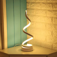 Modern LED Table Lamp Spiral Wave Iron Bedside Night Lamp Dimmable 3 Colors Light Bedroom Decorative Desk Lights Creative Gift