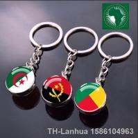 African Union Countries Flag Keychain Algeria Egypt Ethiopia Angola Benin Botswana Burkina Faso Double Sided Ball Keychain