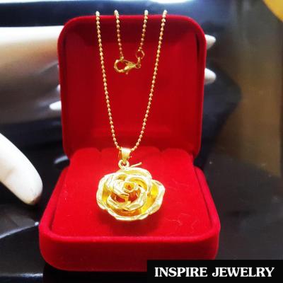Inspire Jewelry จี้รูปดอกไม้ size 2cm. พร้อมสร้อยคอสีทอง  gold plated ตามภาพ มีให้เลือกสองขนาดคือ ยาว 18 นิ้ว งานแบบร้านทอง งานดี ปราณีต