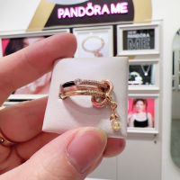 Pandoraˉ Folding Womens Ring Set ชุดแหวนสไตล์ แพนดอร่าใหม่ เงินทองคำแดง พลิกส่วนตัว ดีไซน์เล็กฟ้าเฟืองสุดหรูสำหรับสตรี