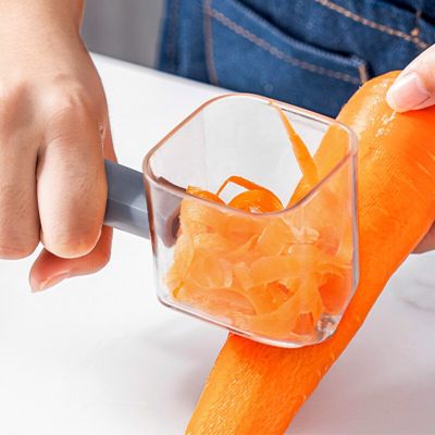 Kitchen Gadget Stainless Steel Single Head Peeler Vegetable Fruit Long Handle Creative Peeler with Storage Graters  Peelers Slicers