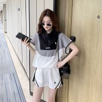 Embroidery Women Shorts Sets Hooded Short Sleeve T-Shirt + Shorts Tracksuit 2-piece Set Casual Fashion Sportswear Summer Hazzys