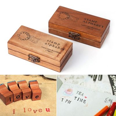 30pcs Retro Alphabet Letter Uppercase Lowercase Wooden Rubber Stamp Set Craft Stamps for Scrapbooking