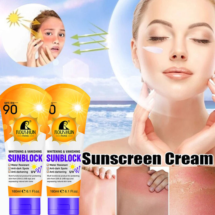 Sunscreen SPF 90+++ UV, skin protection cream, absorb quickly, not oily ...