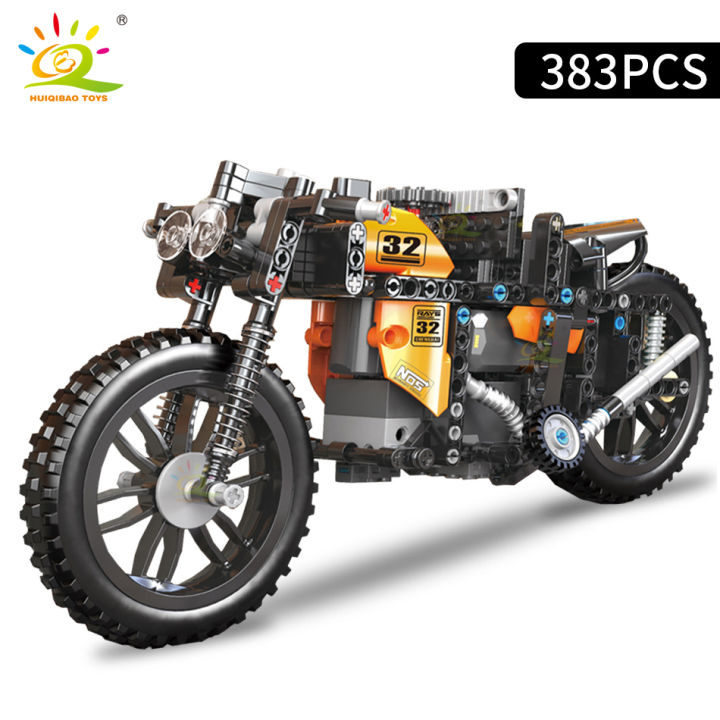 ใหม่-huiqibao-383pcs-rc-รถจักรยานยนต์-tech-รุ่น-building-blocks-ความเร็ว-champions-รีโมทคอนลรถมอเตอร์อิฐเด็ก-toy