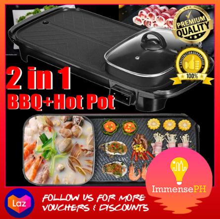 Electric Hot Pot with Grill, 2 in 1 Korean BBQ Indoor Grill with Non ...