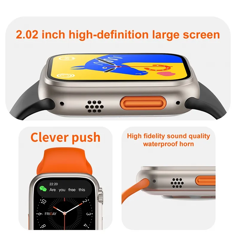 Montre intelligente Ultra 8 MAX avec Écouteurs Bluetooth TWS 2ém Génération 2 en 1 Smart Watch + AirPods, Ensemble Sportif, Écran de 2 Pouces -2