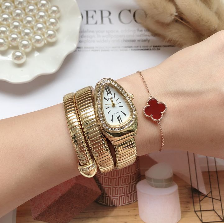 New Women Luxury Brand Watch Snake Quartz Ladies Gold Watch Diamond  Wristwatch Female Fashion Bracelet Watches Clock reloj mujer | Lazada PH