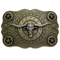 Cheapify Dropshipping Western Cowboy Rodeo Kepala Banteng Perunggu Sabuk Pria untuk 40Mm Sabuk Lebar Logam Hewan Hewila Cinturon