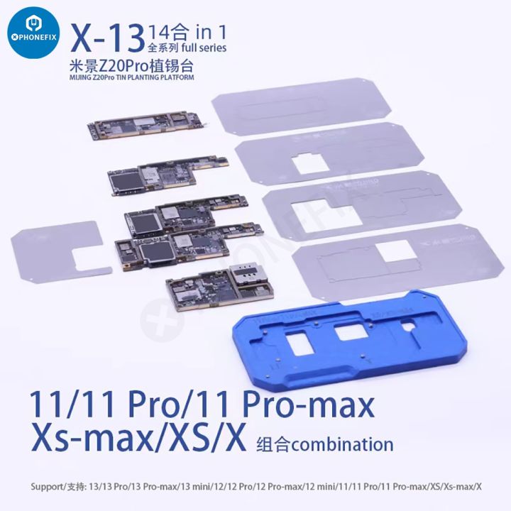 newest-mijing-z20-pro-14-in-1-fixture-for-iphone-x-14-pro-max-middle-layer-motherboard-reballing-soldering-platform-with-stencil