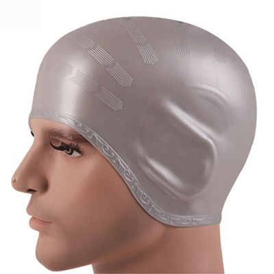 ：“{—— Summer S Swimming Caps Long Hair Waterproof Swim Pool Cap Ear Protect Large Natacion Silicone Diving Hat