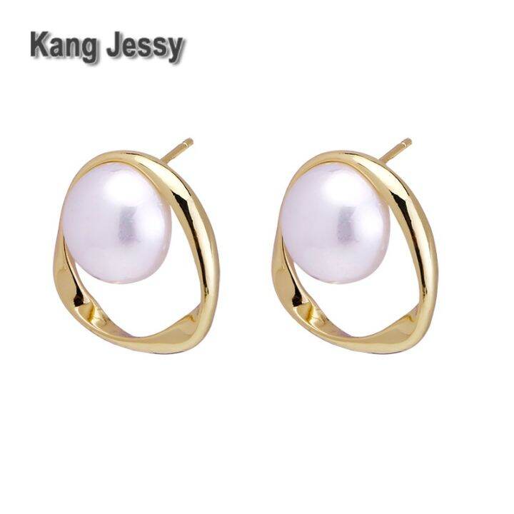 kang-jessy-ต่างหูห่วงห่วงมุกวินเทจสำหรับผู้หญิงต่างหูดีไซน์หรูสไตล์ฝรั่งเศสเฉพาะกลุ่มต่างหูมีเอกลักษณ์เฉพาะตัวหรูหราเบาๆ