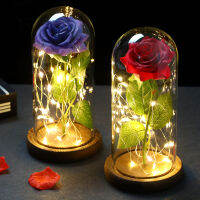 2022 LED Enchanted Galaxy Rose Eternal 24K Gold Foil Flower With Fairy String Lights In Dome For Christmas Valentines Day Gift