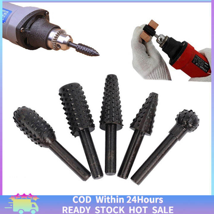 【Ready Stock】5Pcs Carbide Rotary Burr Drill Bit Set Tungsten Steel