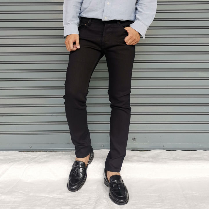 golden-zebra-jeans-กางเกงยีนส์ชายริมเเดงผ้ายืดสีดำขาเดฟไซส์เล็กไซส์ใหญ่