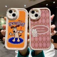 -พร้อมส่งในไทย-เคสซิลิโคนสกรีนลายการ์ตูนสุนัขสีส้ม-กระต่ายตาราง TPU นิ่ม คลุมเลนส์กล้อง  สำหรับรุ่น 14/14PRO 14 PROMAX 13/13PRO 13PROMAX 12 11 XS#1015