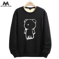 MJ เสื้อสเวตเตอร์ตุ๊กตาผู้ชายแฟชั่นเยาวชนการ์ตูนพิมพ์หลวม Crewneck Plus-Size Thickened Thermal Top