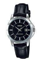 Casio Standard นาฬิกาข้อมือผู้หญิง สายหนังแท้ รุ่น LTP-V004,LTP-V004L,LTP-V004L-1,LTP-V004L-1A - สีเงิน